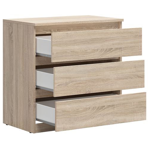 Commode à 3 Tiroirs Meuble De Rangement , Coloris Chêne Sonoma - L. 75 X P. 45 X H. 75,5 Cm