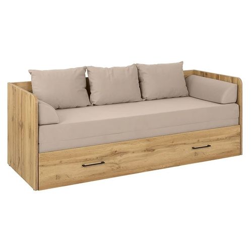 Lit canapé convertible 80-160x200 cm avec coffre de rangement, matelas et 3 oreillers