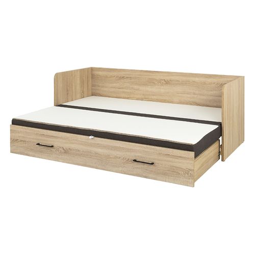 Lit canapé convertible 80-160x200 cm avec coffre de rangement, matelas et 3 oreillers noir