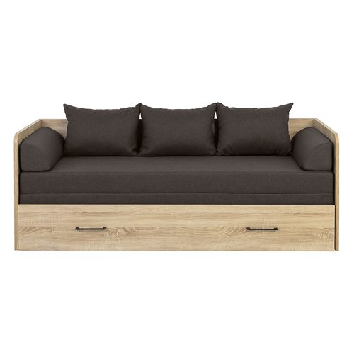 Lit canapé convertible 80-160x200 cm avec coffre de rangement, matelas et 3 oreillers noir