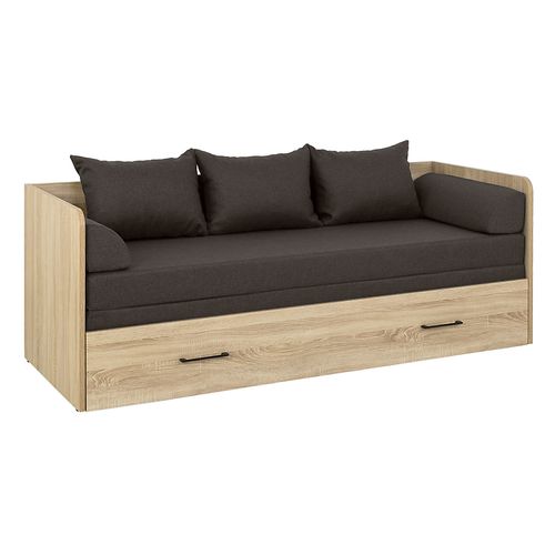 Lit canapé convertible 80-160x200 cm avec coffre de rangement, matelas et 3 oreillers