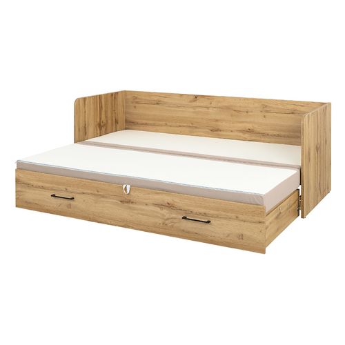 Lit canapé convertible 80-160x200 cm avec coffre de rangement, matelas et 3 oreillers