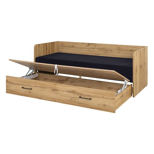 Lit canapé convertible 80-160x200 cm avec coffre de rangement, matelas et 3 oreillers