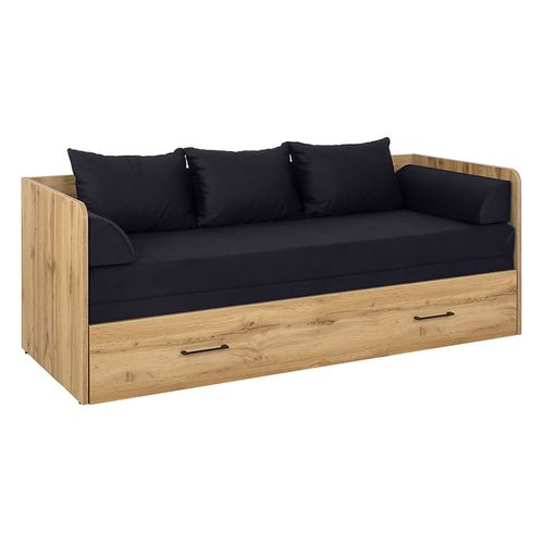 Lit canapé convertible 80-160x200 cm avec coffre de rangement, matelas et 3 oreillers