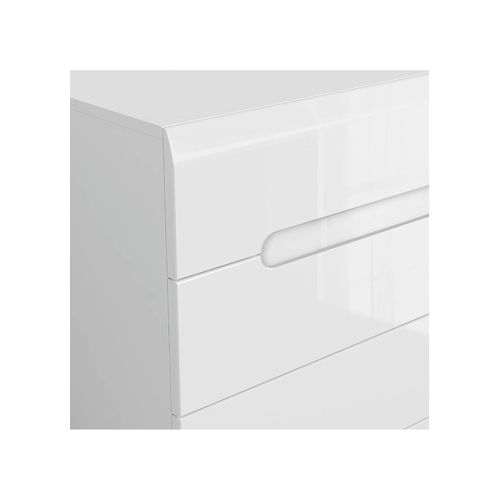 Commode Meuble De Rangement à 4 Tiroirs, Coloris Blanc/blanc Haute Brillance