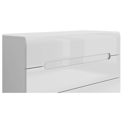 Commode Meuble De Rangement à 4 Tiroirs, Coloris Blanc/blanc Haute Brillance