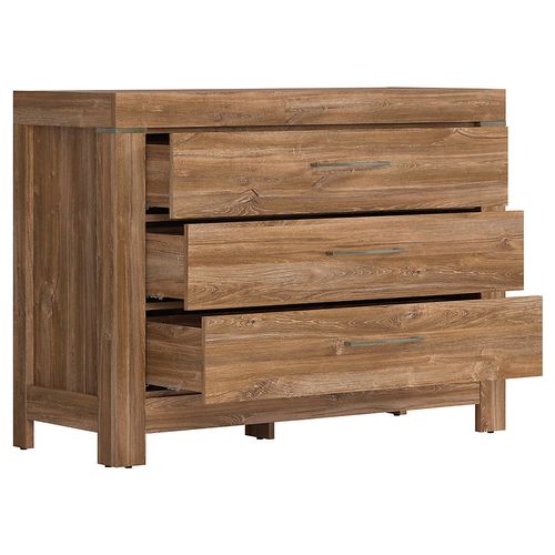 Commode à 3 Tiroirs Meuble De Rangement, Coloris Chêne Stirling - L. 115 X P. 45 X H. 85 Cm