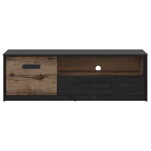 Meuble TV Avec 1 Porte Et Tiroir,coloris Chêne Marron Foncé/chêne Noir - L. 150 X P. 41 X H. 49 Cm