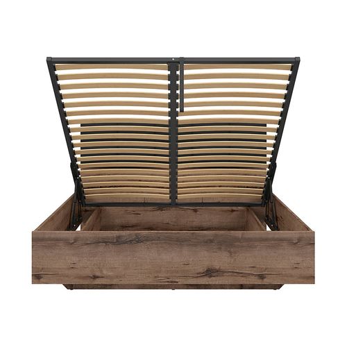 Lit Coffre 160x200 Avec Tête De Lit Rembourrée Noir, Sommier Et Rangement
