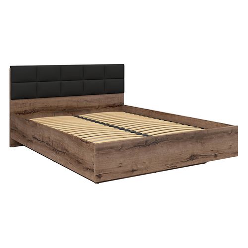 Lit Coffre 180x200 Avec Tête De Lit Rembourrée Noir, Sommier Et Rangement