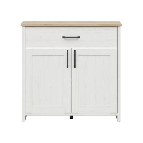 Commode à 2 Portes Et Un Tiroir, Coloris Blanc Pin Andersen/chêne Clair