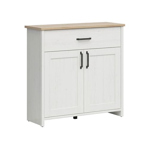 Commode à 2 Portes Et Un Tiroir, Coloris Blanc Pin Andersen/chêne Clair