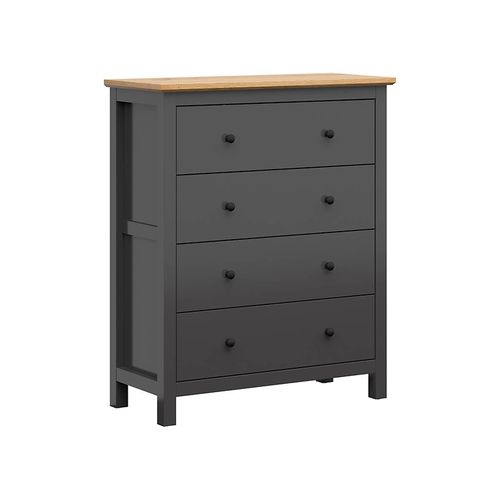 Commode Meuble De Rangement à 4 Tiroirs, Coloris Gris Graphite/chêne Artisan