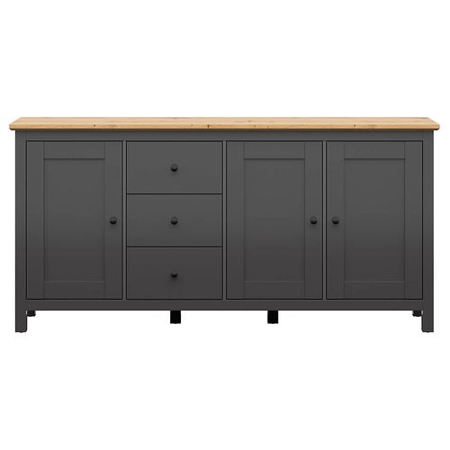 Commode Buffet à 3 Portes Et 3 Tiroirs, Coloris Gris Graphite/chêne Artisan