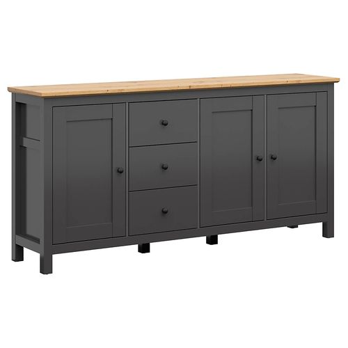 Commode Buffet à 3 Portes Et 3 Tiroirs, Coloris Gris Graphite/chêne Artisan