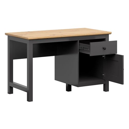 Bureau Avec Portes Et Tiroir Coloris Gris Graphite/chêne Artisan - L. 120 X P. 60 X H. 75 Cm