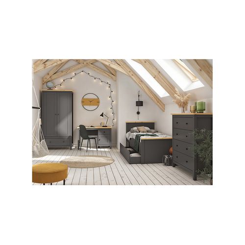 Bureau Avec Portes Et Tiroir Coloris Gris Graphite/chêne Artisan - L. 120 X P. 60 X H. 75 Cm