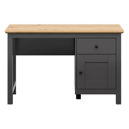 Bureau Avec Portes Et Tiroir Coloris Gris Graphite/chêne Artisan - L. 120 X P. 60 X H. 75 Cm