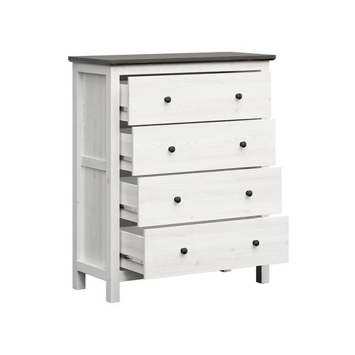 Commode Meuble De Rangement à 4 Tiroirs, Coloris Gris Mélèze Clair / Pin Larico