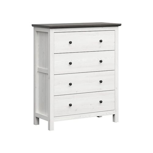 Commode Meuble De Rangement à 4 Tiroirs, Coloris Gris Mélèze Clair / Pin Larico