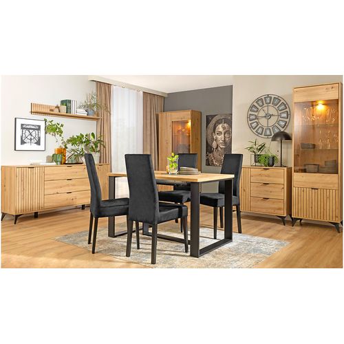 Commode Buffet à 2 Portes Et 3 Tiroirs,coloris Chêne Artisan - L. 180 X P. 41 X H. 83 Cm