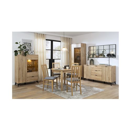 Vitrine Haute Avec 1 Porte Vitrée,coloris Chêne Artisan - L. 60 X P. 41 X H. 197 Cm