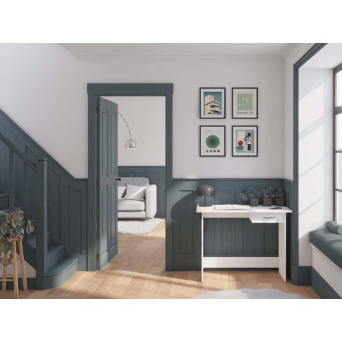 Bureau Avec 1 Tiroir Couleur Blanc Mat - Largeur 100,6 X Profondeur 49,2 X Hauteur 76,4 Cm