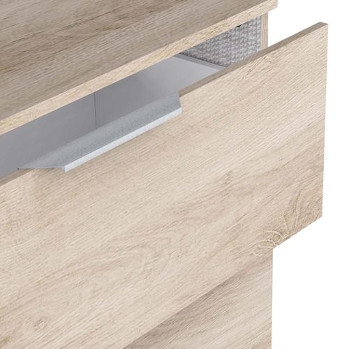 Commode Meuble De Rangement 6 Tiroirs Couleur Chêne - L. 151,3 X P. 41,2 X H. 81,1 Cm