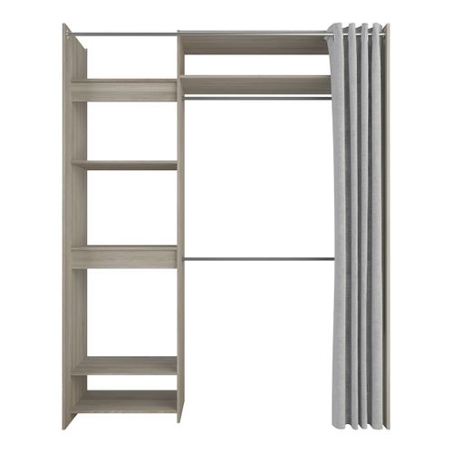 Kit Dressing Extensible 1 Colonne 2 Penderies Avec Rideau Couleur Chêne Clair