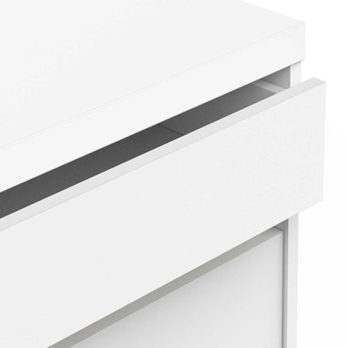 Commode Meuble De Rangement 6 Tiroirs Couleur Blanc Mat / Chêne - L. 154,5 X P. 50 X H. 89,2 Cm