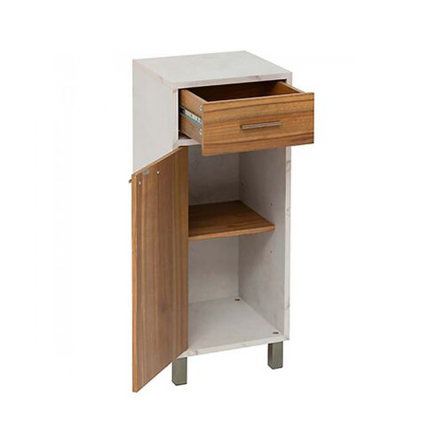 Meuble Bas Avec Tiroir Et Porte Fermeture Soft Close, Coloris Marron/blanc