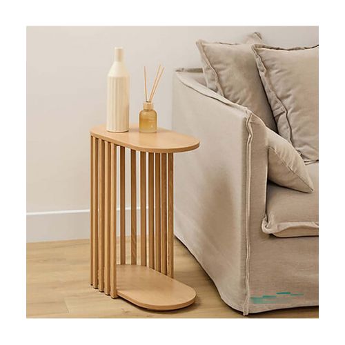 Table D'appoint Bout De Canapé, Coloris Beige - Longueur 49,5 X Profondeur 26 X Hauteur 56 Cm