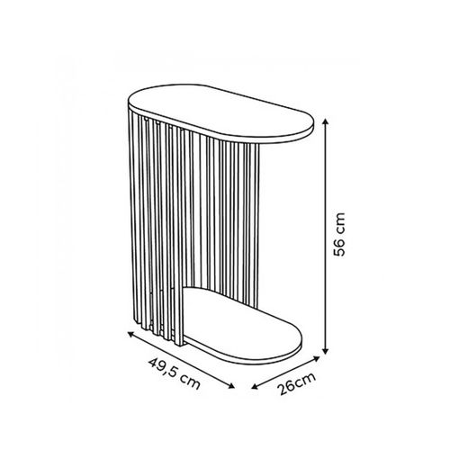 Table D'appoint Bout De Canapé, Coloris Beige - Longueur 49,5 X Profondeur 26 X Hauteur 56 Cm