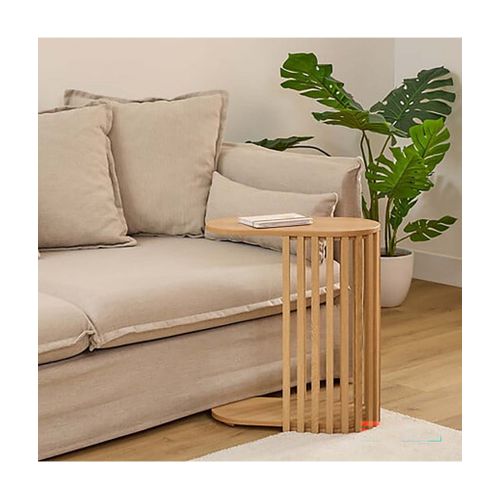 Table D'appoint Bout De Canapé, Coloris Beige - Longueur 49,5 X Profondeur 26 X Hauteur 56 Cm