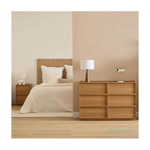 Commode Meuble De Rangement à 6 Tiroirs, Coloris Marron - L. 115 X P. 48 X H. 78 Cm