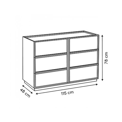 Commode Meuble De Rangement à 6 Tiroirs, Coloris Marron - L. 115 X P. 48 X H. 78 Cm