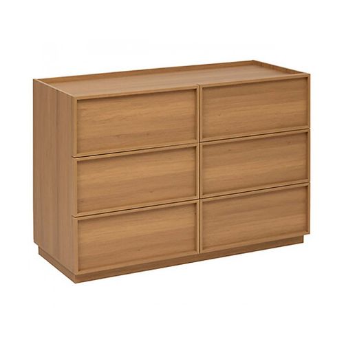 Commode Meuble De Rangement à 6 Tiroirs, Coloris Marron - L. 115 X P. 48 X H. 78 Cm