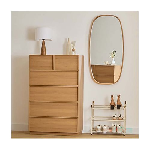 Commode Meuble De Rangement à 6 Tiroirs, Coloris Marron - L. 115 X P. 48 X H. 78 Cm