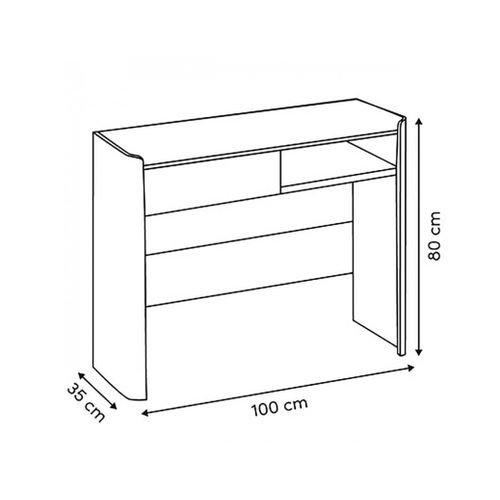Console Table Bureau Avec Une Niche Et 1 Tiroir, Coloris Chêne/ivoire - L. 100 X P. 35 X H. 80 Cm