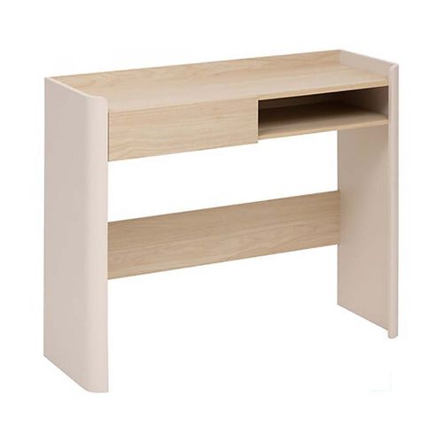 Console Table Bureau Avec Une Niche Et 1 Tiroir, Coloris Chêne/ivoire - L. 100 X P. 35 X H. 80 Cm