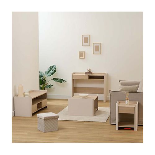 Console Table Bureau Avec Une Niche Et 1 Tiroir, Coloris Chêne/ivoire - L. 100 X P. 35 X H. 80 Cm