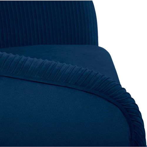 Fauteuil En Velours Coloris Bleu Plissé Et Pieds En Métal Doré - L. 74 X P. 70 X H. 78 Cm