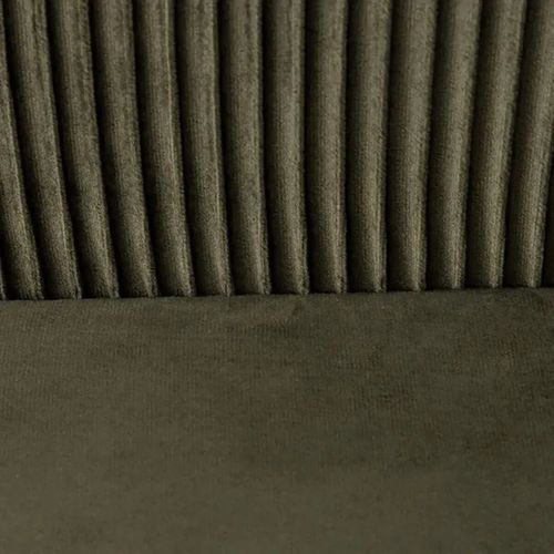 Fauteuil En Velours Coloris Kaki Plissé Et Pieds En Métal Noir - L. 74 X P. 70 X H. 78 Cm