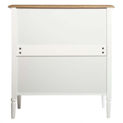 Commode à 4 Tiroirs Coloris Blanc Et Bois - Longueur 80 X Profondeur 40 X Hauteur 85,4 Cm