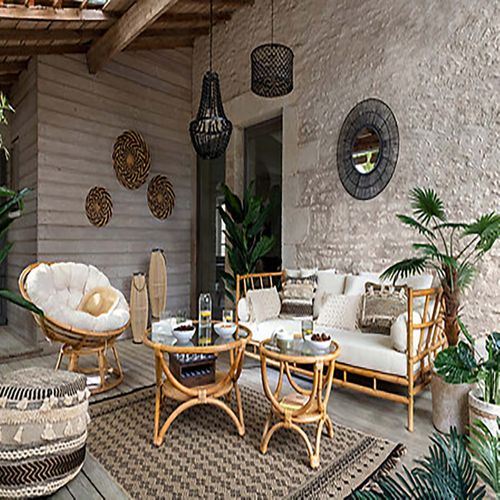 Fauteuil Chaise En Rotin Coloris Beige Pour Terrasse Jardin Et Salon