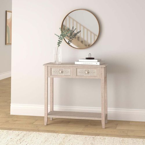 Table Meuble D'entrée Console 2 Tiroirs - Longueur 80 X Largeur 30 X Hauteur 80 Cm