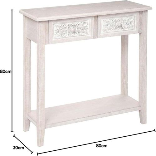 Table Meuble D'entrée Console 2 Tiroirs - Longueur 80 X Largeur 30 X Hauteur 80 Cm