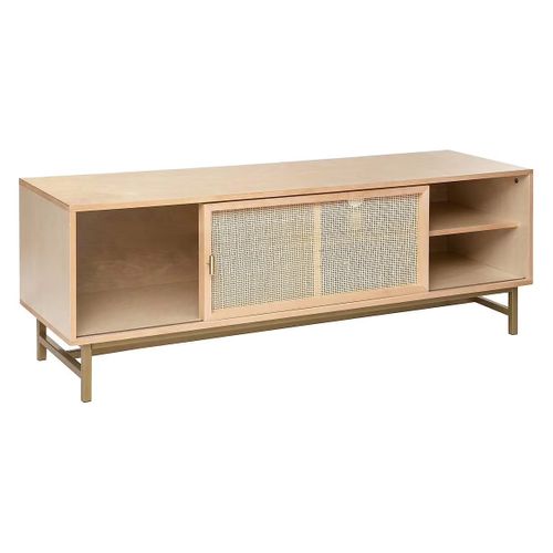 Meuble TV Avec 1 Porte Cannage Rotin - Longueur 140 X Profondeur 40 X Hauteur 50 Cm