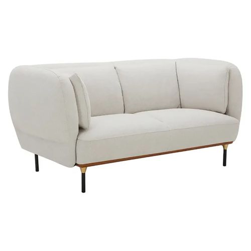 Canapé Banquette Fixe 2 Places Coloris Gris Clair Avec Pieds En Métal - L. 172 X P. 97 X H. 80 Cm