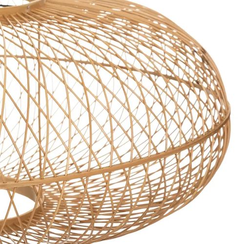 Lampe à Suspendre Luminaire Suspension Plafonnier En Bambou Naturel - Diamètre 60 X Profondeur 25 Cm